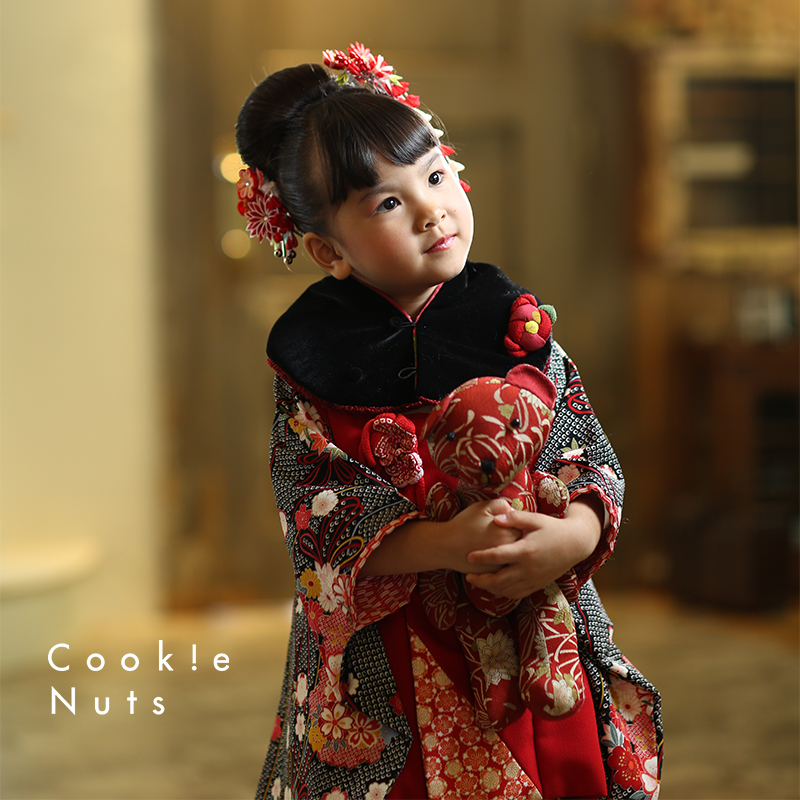 七五三 3歳 女の子 着物 レトロ 黒 – おいでよ！クッキーナッツ ~川崎 
