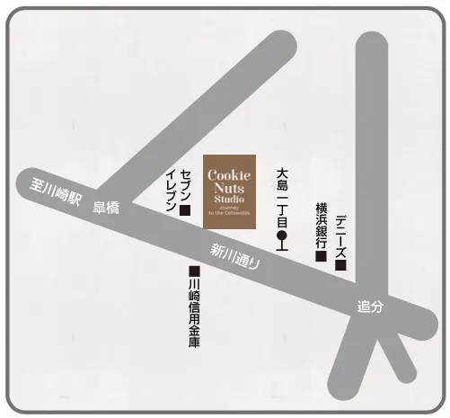 クッキーナッツ・スタジオ川崎本店地図｜川崎の写真館クッキーナッツスタジオ