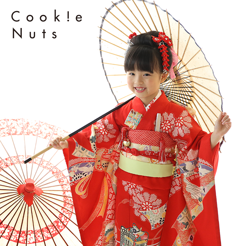 七五三 七歳 女の子 着物 赤 日本髪 傘 和 – おいでよ！クッキーナッツ 